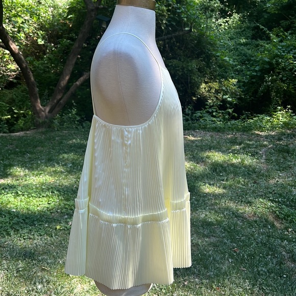 Lewit Pleated Swing Tank Top Light Yellow Crinkles Cami - Picture 8 of 8